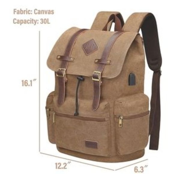 NEW Canvas Leather Laptop Backpack​ - Picture 2 of 7